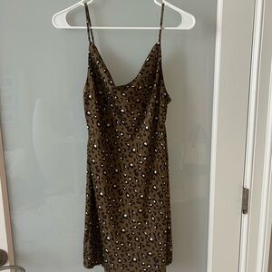 Urban Outfitters Brown Leopard Satin Mini Dress